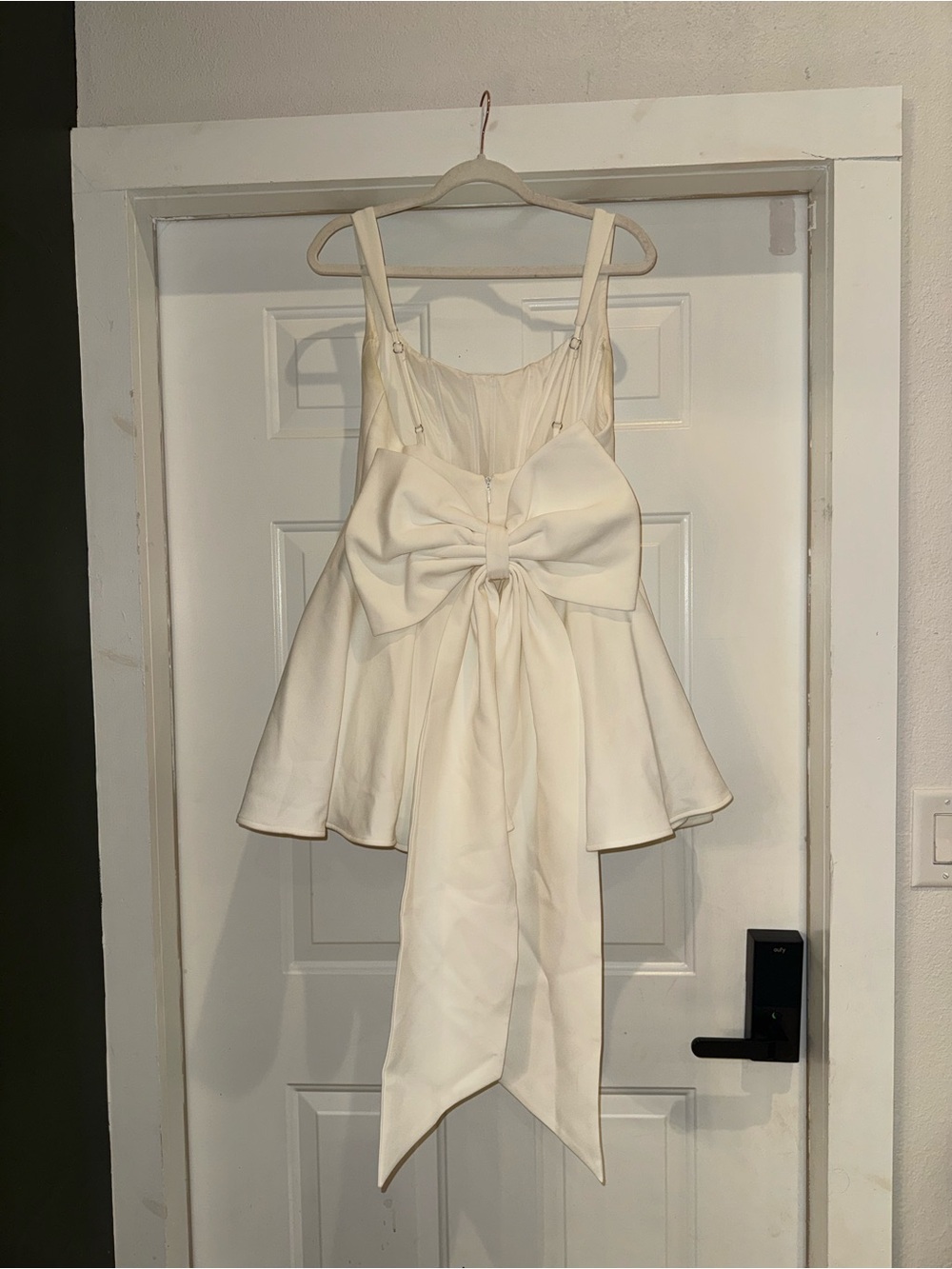 Ivory Mini Dress with Oversized Back Bow